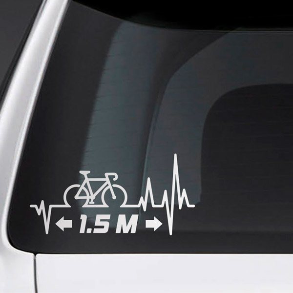 Car & Motorbike Stickers: Cardiogram Bicycle Distance 1.5m