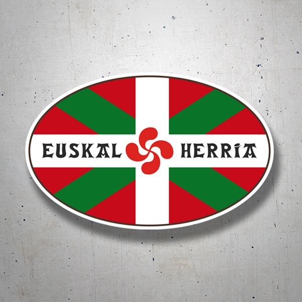 thumbnail interactive-video image 1 of Basque Country Car Sticker - Flag Of The Basque Cross (Laurak Bat) - Akacha 1 of 3