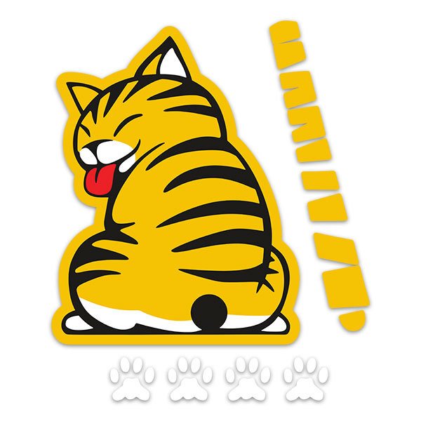 Car & Motorbike Stickers: Windscreen Wipers Cat Yellow