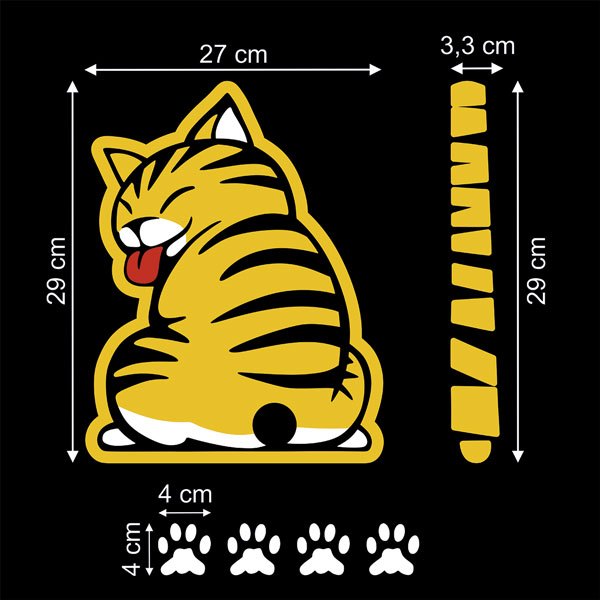 Car & Motorbike Stickers: Windscreen Wipers Cat Yellow