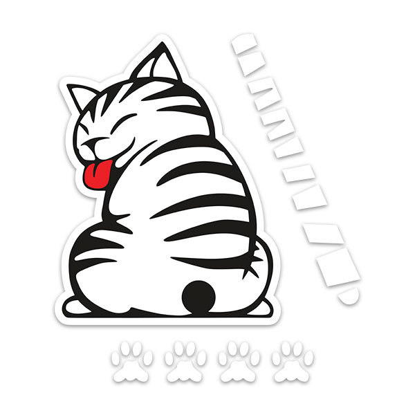 Car & Motorbike Stickers: Windscreen Wipers Cat White