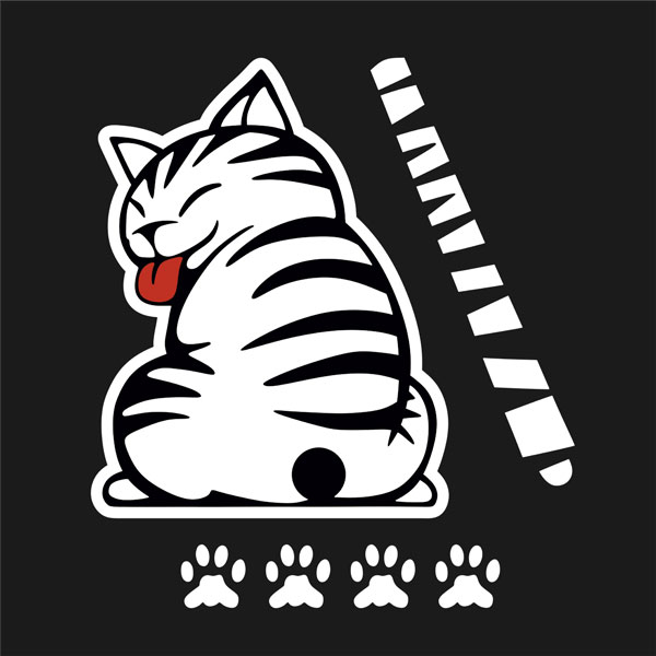 Car & Motorbike Stickers: Windscreen Wipers Cat White