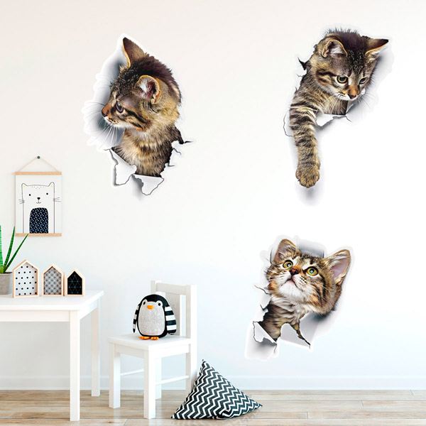 Wall Stickers: 3 naughty cats