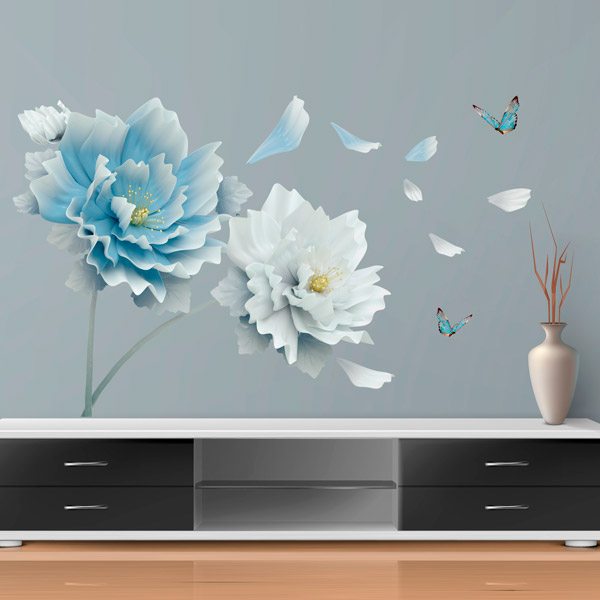 Wall Stickers: Blue and white flowers
