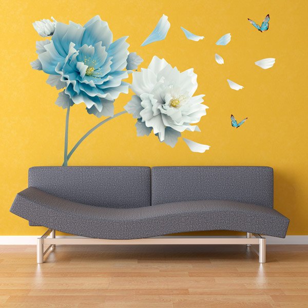 Wall Stickers: Blue and white flowers