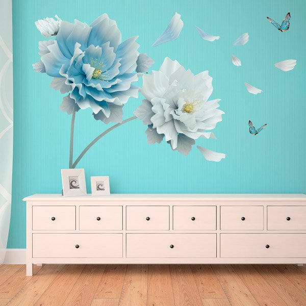 Wall Stickers: Blue and white flowers