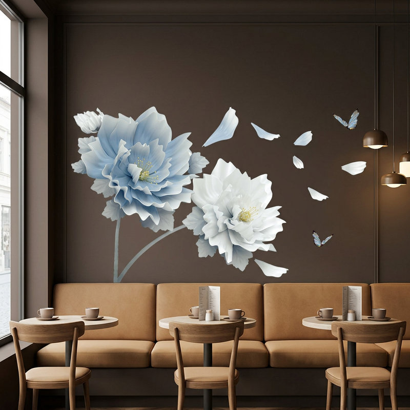 Wall Stickers: Blue and white flowers