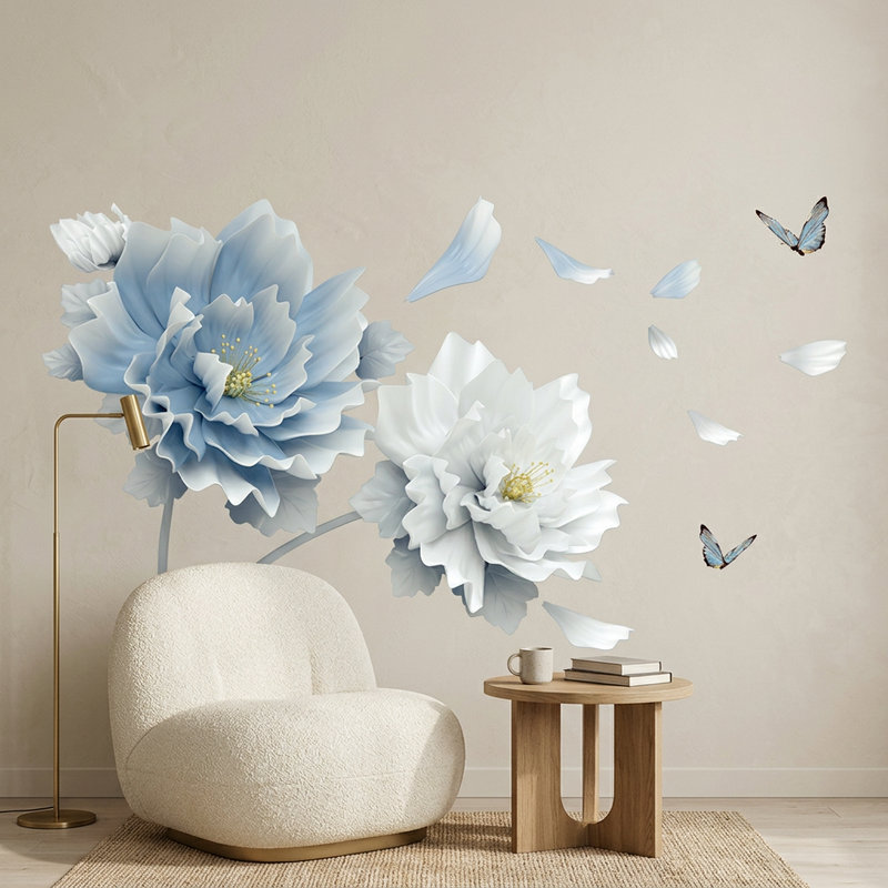 Wall Stickers: Blue and white flowers