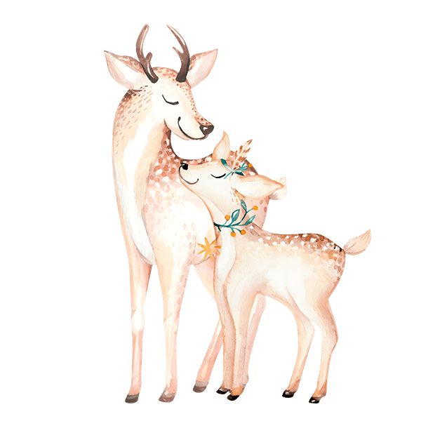Stickers for Kids: Doe with her fawn 0