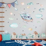Stickers for Kids: Helicopter, clouds and houses 3