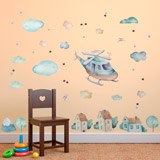 Stickers for Kids: Helicopter, clouds and houses 4
