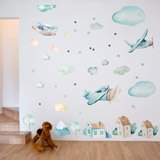 Stickers for Kids: Airplanes, clouds and houses 3
