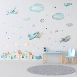 Stickers for Kids: Airplanes, clouds and houses 4