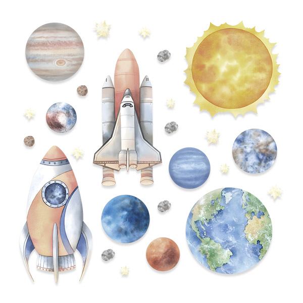 Stickers for Kids: Rockets and planets