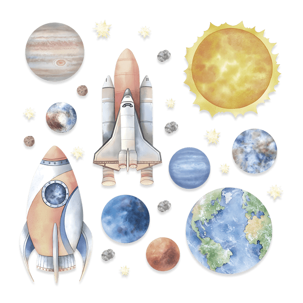 Stickers for Kids: Rockets and planets