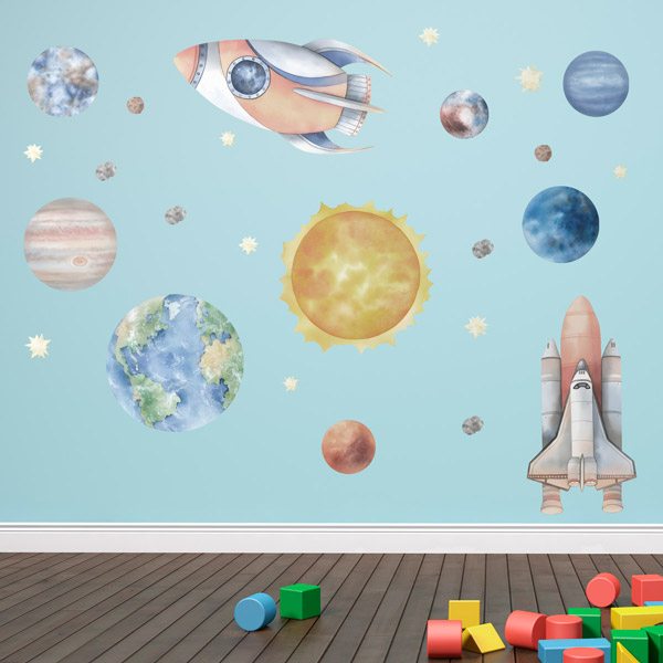 Stickers for Kids: Rockets and planets