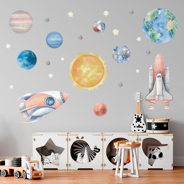 Stickers for Kids: Rockets and planets