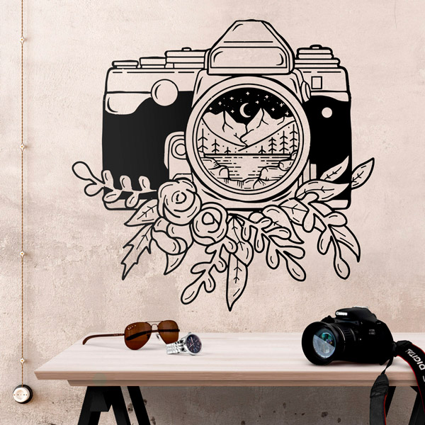 Wall Stickers: Camera with flowers