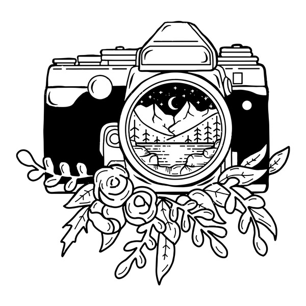 Wall Stickers: Camera with flowers