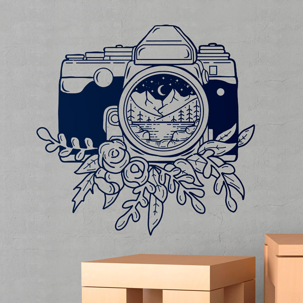 Wall Stickers: Camera with flowers