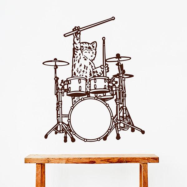 Wall Stickers: Cat playing the drums