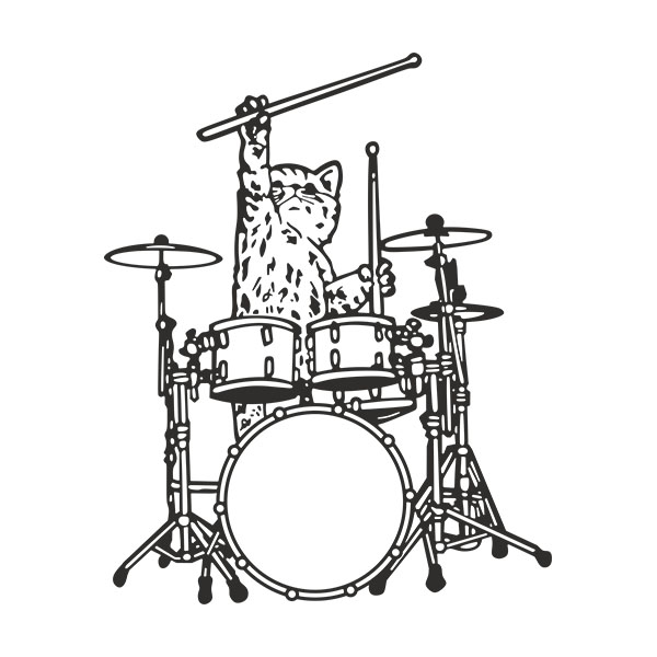 Wall Stickers: Cat playing the drums