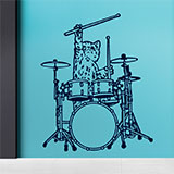 Wall Stickers: Cat playing the drums 2