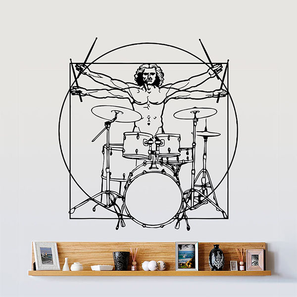 Wall Stickers: Vitruvian Man playing the drums