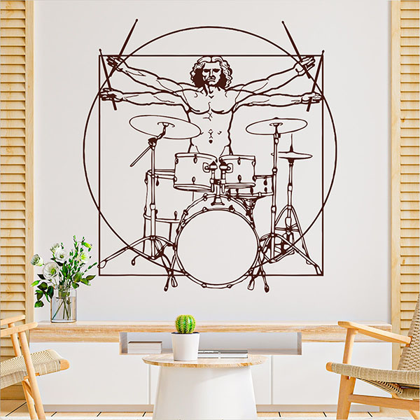 Wall Stickers: Vitruvian Man playing the drums