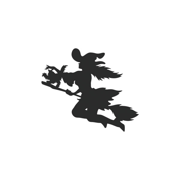 Wall Stickers: Witch Flying with broom and cat