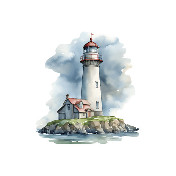 Wall Stickers: Watercolor bay lighthouse