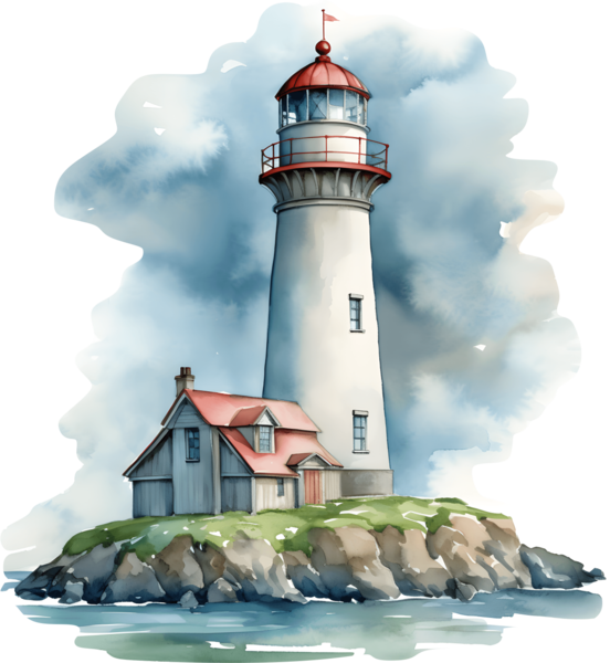 Wall Stickers: Watercolor bay lighthouse