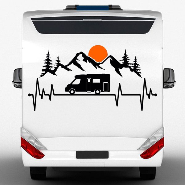 Car & Motorbike Stickers: Electro caravan Mountains and sun