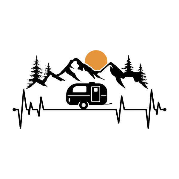 Camper van decals: Electro Motorhome mountain and sun