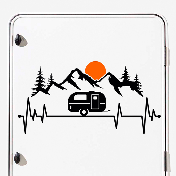 Camper van decals: Electro Motorhome mountain and sun