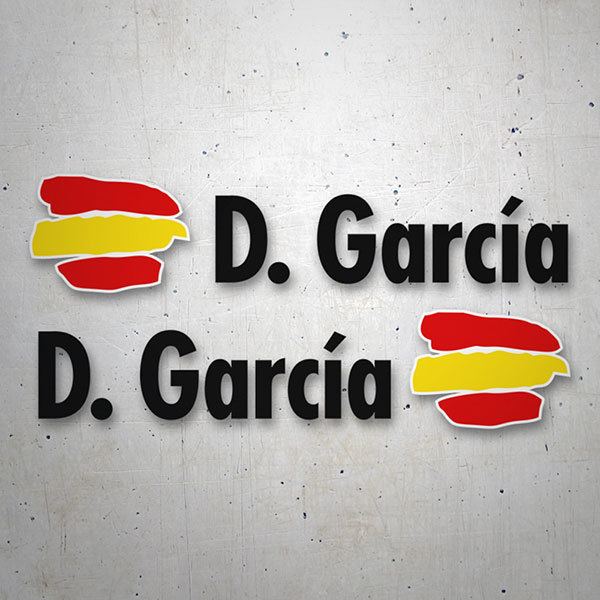 Car & Motorbike Stickers: 2X Flags Spain + Name in black