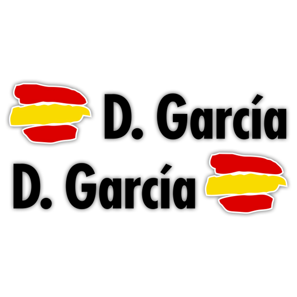 Car & Motorbike Stickers: 2X Flags Spain + Name in black