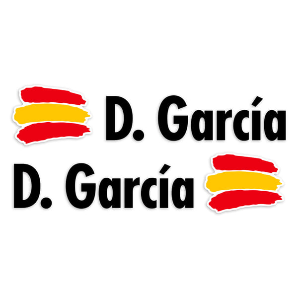 Car & Motorbike Stickers: 2X Flags Spain + Name in black