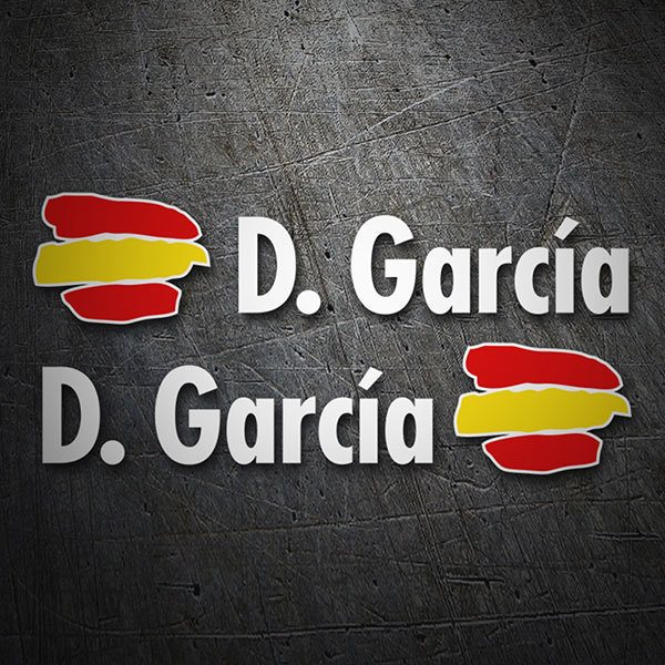 Car & Motorbike Stickers: Flags Spain + Name in white