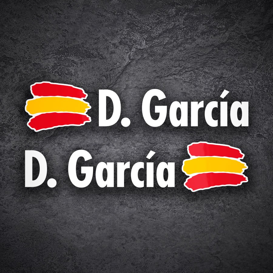 Car & Motorbike Stickers: Flags Spain + Name in white