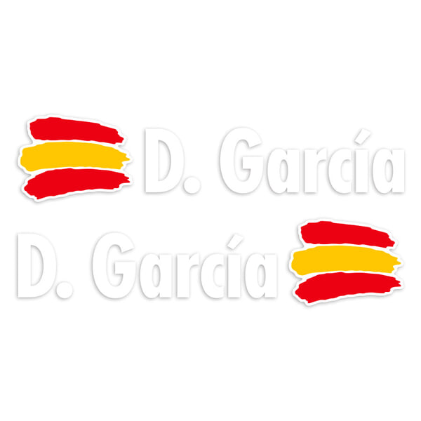 Car & Motorbike Stickers: Flags Spain + Name in white