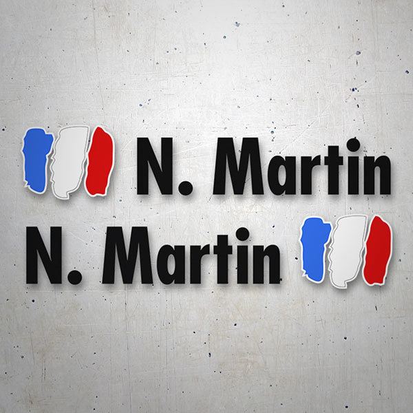 Car & Motorbike Stickers: 2X Flags France + Name in black