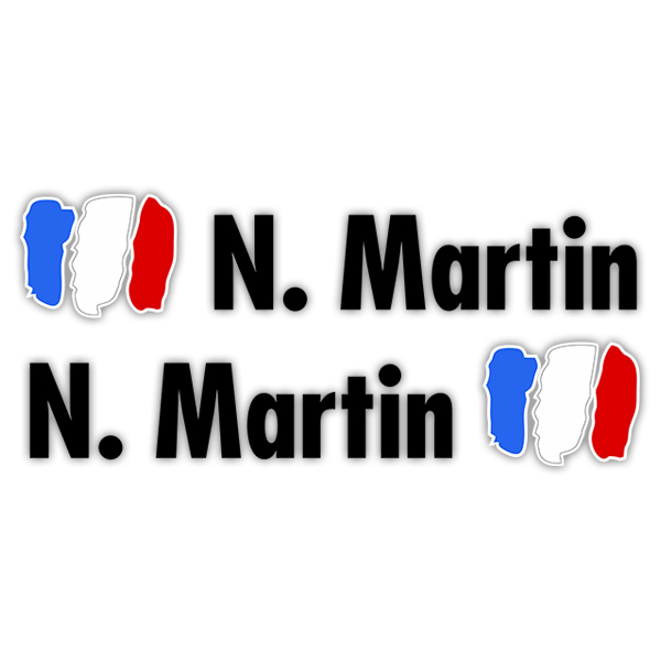 Car & Motorbike Stickers: 2X Flags France + Name in black