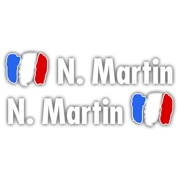 Car & Motorbike Stickers: 2X Flags France + Name in white