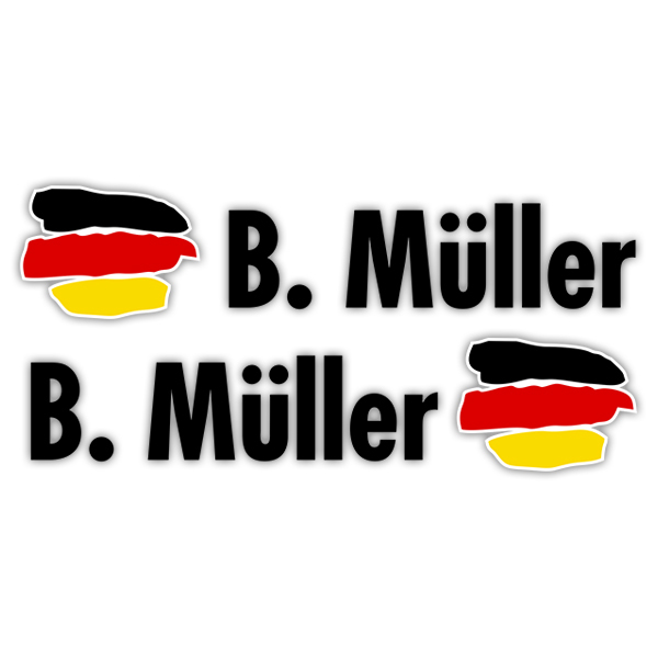 Car & Motorbike Stickers: 2X Flags Germany + Name in black