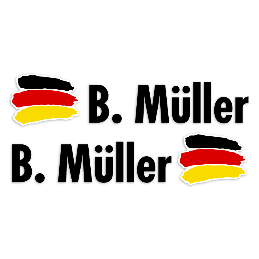 Car & Motorbike Stickers: 2X Flags Germany + Name in black