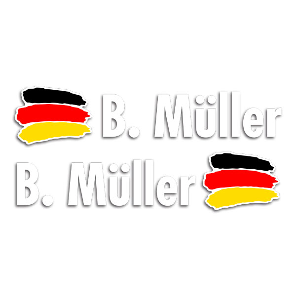 Car & Motorbike Stickers: 2X Flags Germany + Name in white