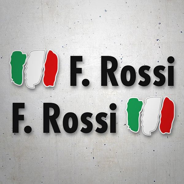 Car & Motorbike Stickers: 2X Flags Italy + Name in black