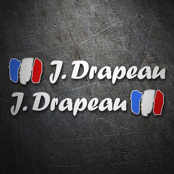 Car & Motorbike Stickers: 2X Flags France + white calligraphic name