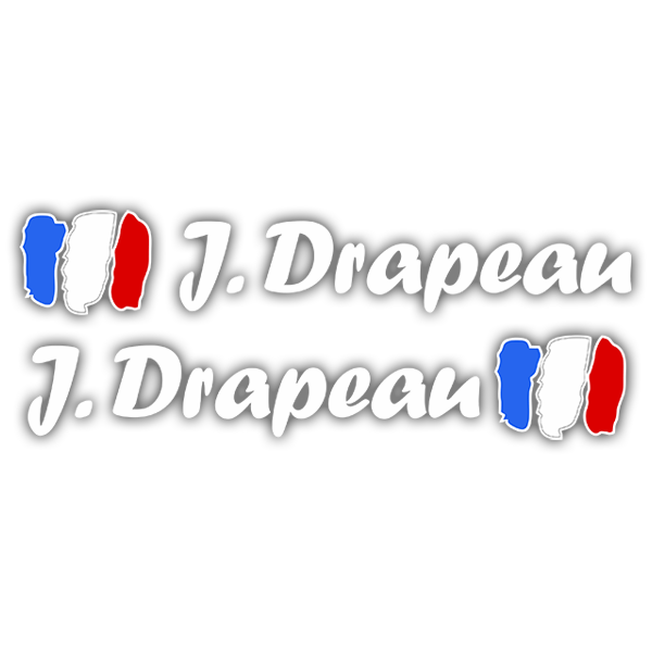 Car & Motorbike Stickers: 2X Flags France + white calligraphic name